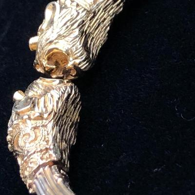 18k Yellow Gold Lions Head Bangle Bracelet Made in Greece