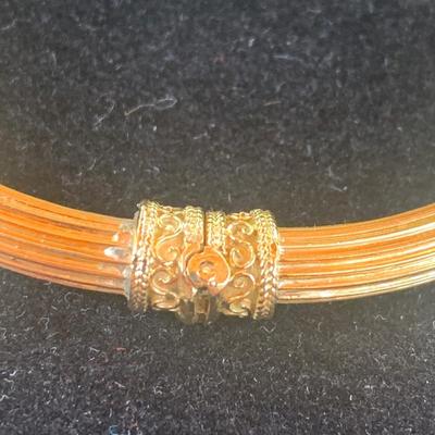 18k Yellow Gold Lions Head Bangle Bracelet Made in Greece