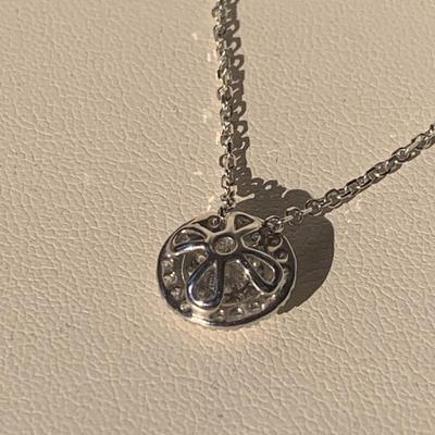 14k White Gold & Diamond Burst Necklace