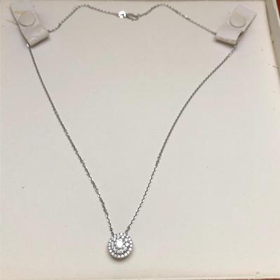 14k White Gold & Diamond Burst Necklace
