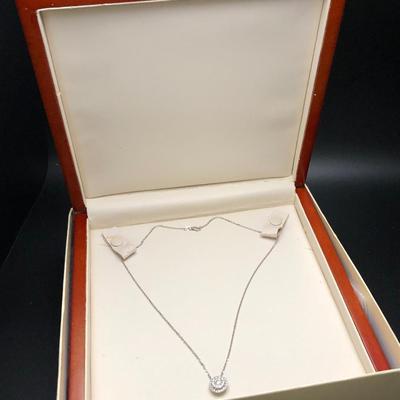 14k White Gold & Diamond Burst Necklace