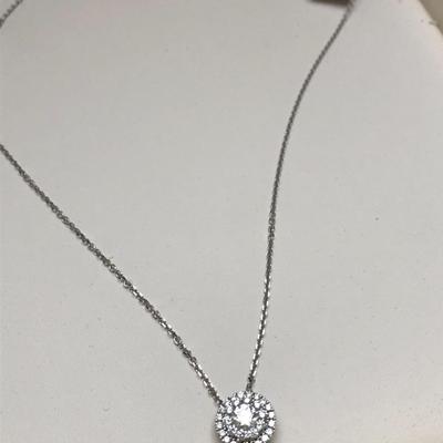 14k White Gold & Diamond Burst Necklace