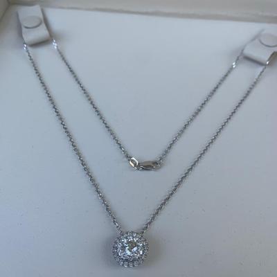 14k White Gold & Diamond Burst Necklace
