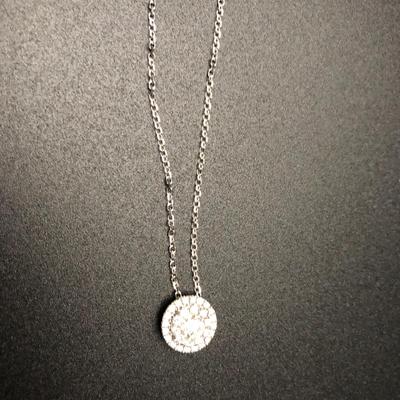 14k White Gold & Diamond Burst Necklace