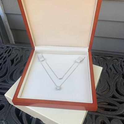 14k White Gold & Diamond Burst Necklace