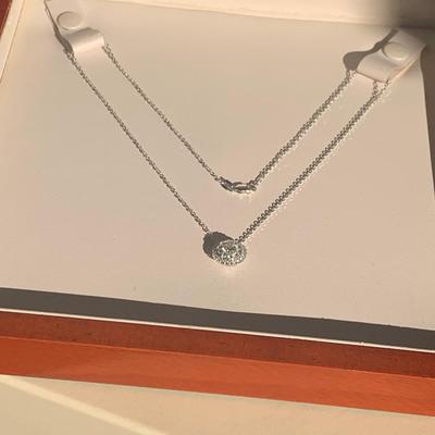 14k White Gold & Diamond Burst Necklace