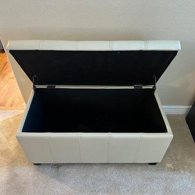 IVORY COLORED BENCH WITH STORAGE