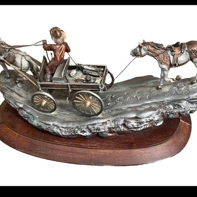 1 COLD PAINTED BRONZE LEGENDS IN ART SCULPTURE "THE NIGHT BEFORE" WESTERN ARTIST C.A.PARDELL