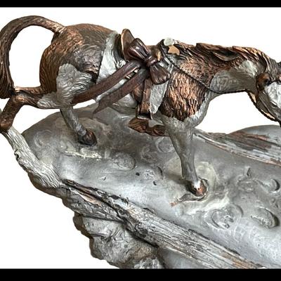 1 COLD PAINTED BRONZE LEGENDS IN ART SCULPTURE "THE NIGHT BEFORE" WESTERN ARTIST C.A.PARDELL