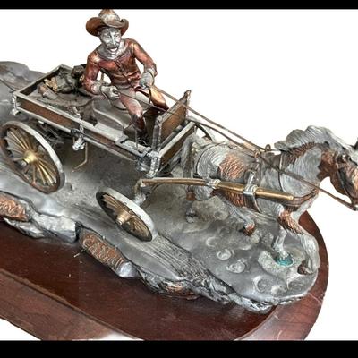 1 COLD PAINTED BRONZE LEGENDS IN ART SCULPTURE "THE NIGHT BEFORE" WESTERN ARTIST C.A.PARDELL