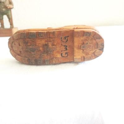 WOODEN SHOE AND FIGURINE