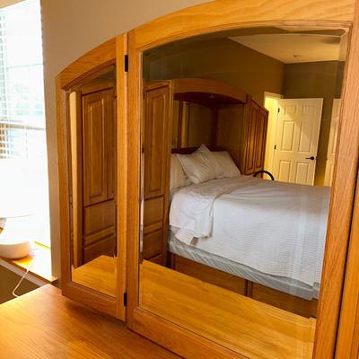 WOODLEY'S SOLID OAK 7 DRAWER DRESSER WITH TRIPLE MIRRORS