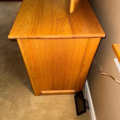 WOODLEY'S SOLID OAK 7 DRAWER DRESSER WITH TRIPLE MIRRORS