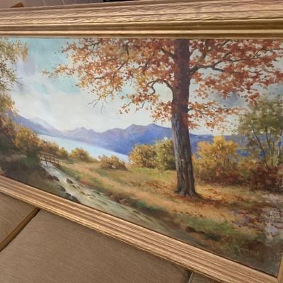 Large Landscape Signed Martin Oil On Canvas Framed