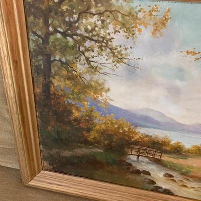Large Landscape Signed Martin Oil On Canvas Framed