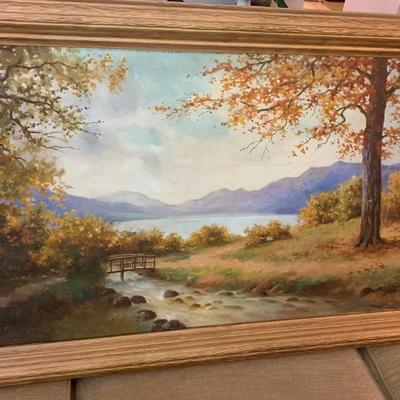 Large Landscape Signed Martin Oil On Canvas Framed