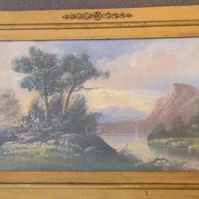 1920s Pastel Landscape Framed