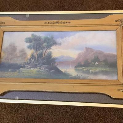 1920s Pastel Landscape Framed