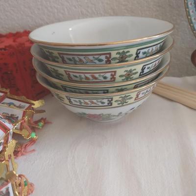 ASIAN DECOR AND RICE BOWLS