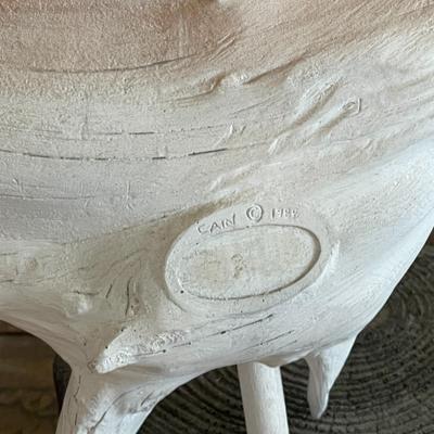 2 WOODEN SCULPTURE "TIDE MASTER" BY RICK CAIN 1986 PELICAN