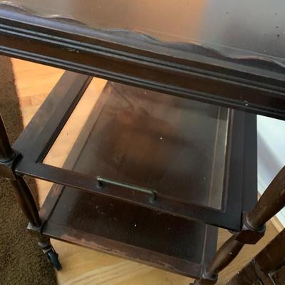 Tea Cart on casters w/ Removable Glass Service Tray