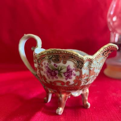 Oil lamp, Intricate piece of China and beautifully framed picture