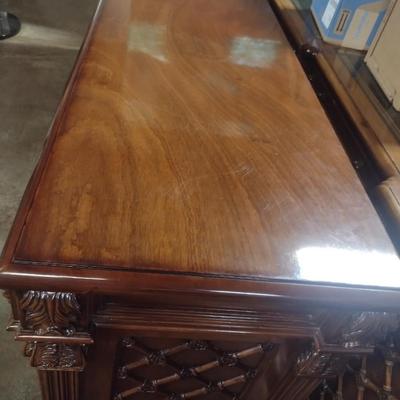 Vintage Mahogany Finish Credenza Executive Office Cabinet