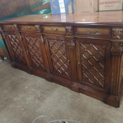 Vintage Mahogany Finish Credenza Executive Office Cabinet
