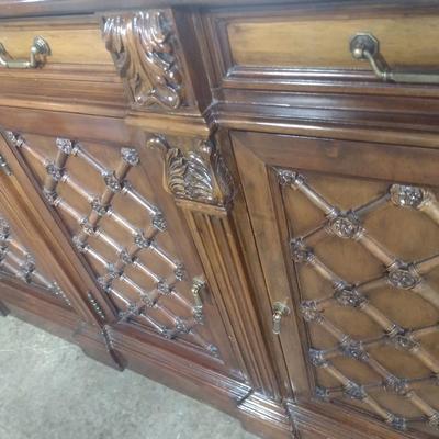 Vintage Mahogany Finish Credenza Executive Office Cabinet