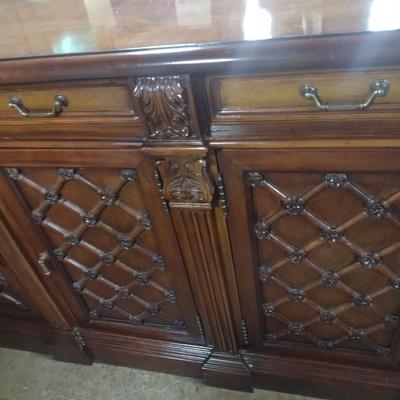 Vintage Mahogany Finish Credenza Executive Office Cabinet