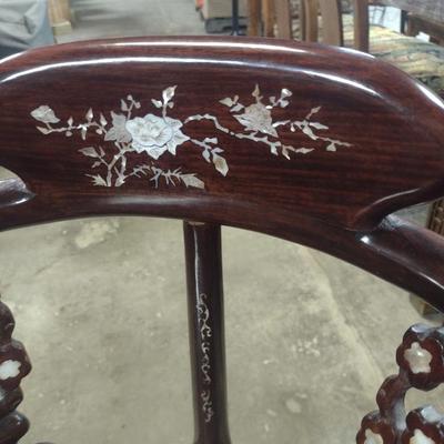 Rosewood Corner Chair with Mother of Pearl Inlay