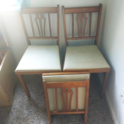 THREE VINTAGE WOODEN FOLDING CHAIRS