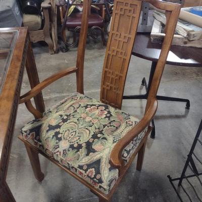 Century Furniture Company Chinoiserie Design Glass Top Dining Table with Six Matching Chairs