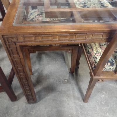Century Furniture Company Chinoiserie Design Glass Top Dining Table with Six Matching Chairs