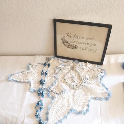 NECKLACES-EMBROIDERED FRAMED SAYING AND DOWLIE
