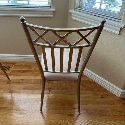 METAL FRAMED GLASS TOP TABLE WITH 4 MATCHING CHAIRS