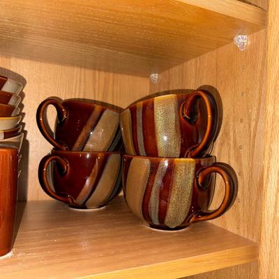 HUGE SET OF SANGO AVANTI BROWN DINNERWARE W/EXTRAS (12 PLACE SETTING)
