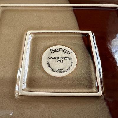 HUGE SET OF SANGO AVANTI BROWN DINNERWARE W/EXTRAS (12 PLACE SETTING)