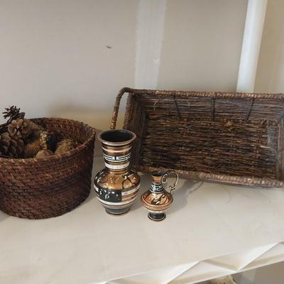 BASKETS-SMALL VASES AND STEIN