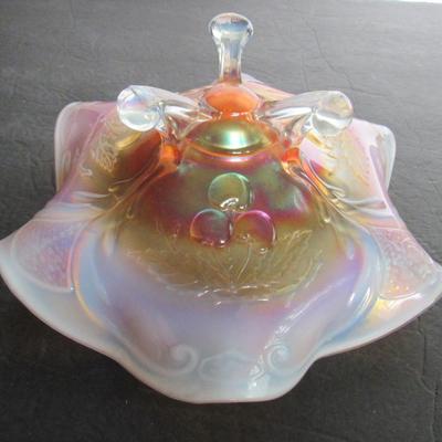 Old Carnival Glass Marigold Opalescent 3 Footed Bowl