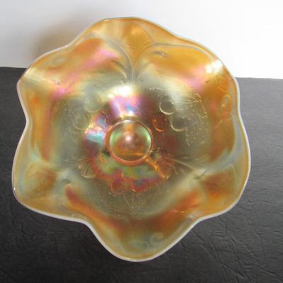Old Carnival Glass Marigold Opalescent 3 Footed Bowl
