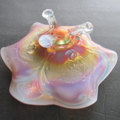 Old Carnival Glass Marigold Opalescent 3 Footed Bowl