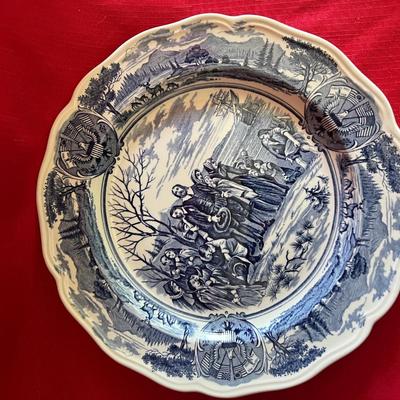Variety of blue and white decorative plates