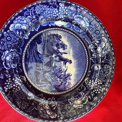 Variety of blue and white decorative plates