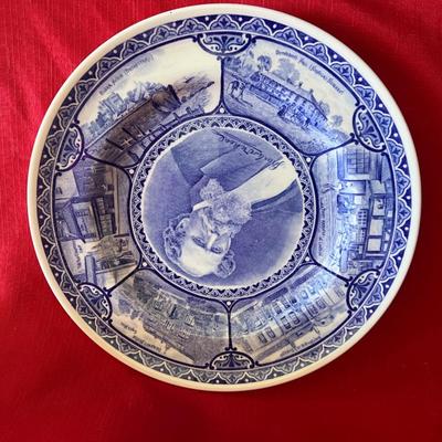 Variety of blue and white decorative plates