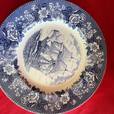 Variety of blue and white decorative plates