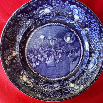 Variety of different blue and white plates collectible wall decor