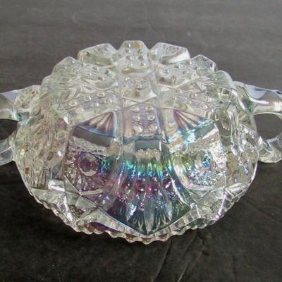 Smith Glass Clear Carnival Glass Handled Dish