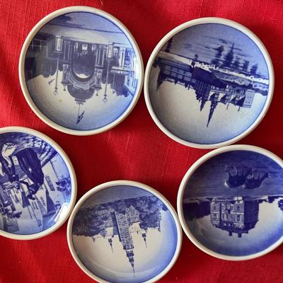 Beautiful blue and white leaf serving tray with five softballs and two sets of chopsticks