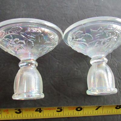 Clear Carnival Glass Candlestick Pair